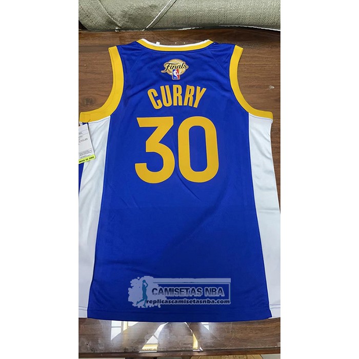 Camiseta Golden State Warriors Stephen Curry NO 30 Icon 2022 NBA Finals Azul